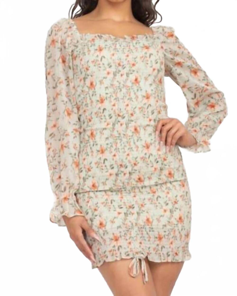 NEW IRIS sage saffron mini dress in cream